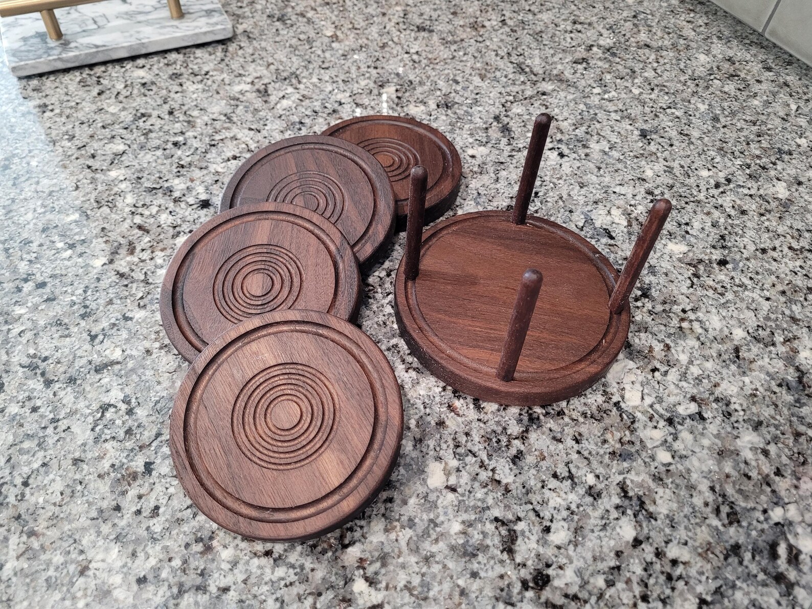 Natural Wood Coasters<br>with stand